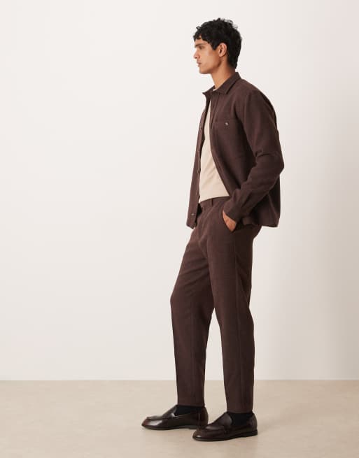 ASOS DESIGN – Schmal zulaufende Hose aus Wolle in Braun, Kombiteil, 3 von 5