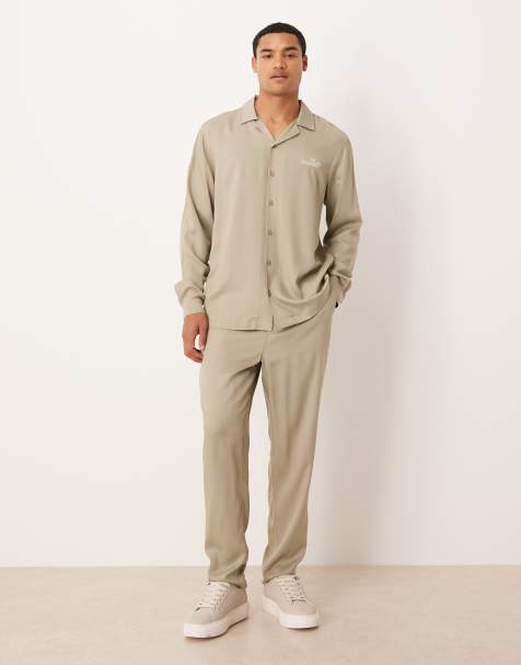 ASOS DESIGN – Schmal zulaufende Hose in Braun, Kombiteil - view 1