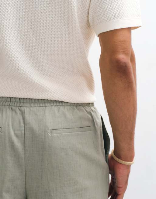 ASOS DESIGN schmal zulaufende Hose in Leinenoptik mit lockerer Passform in Salbeigrün, 5 von 5