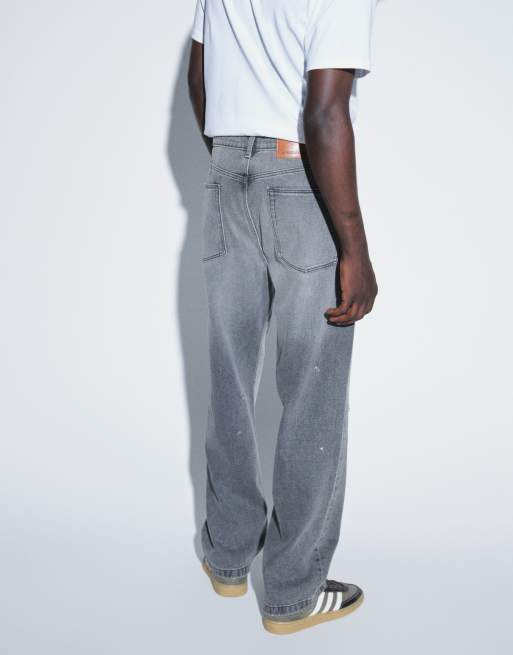 ASOS DESIGN schmal zulaufende Jeans in verwaschenem Grau mit Rissen, 3 von 9