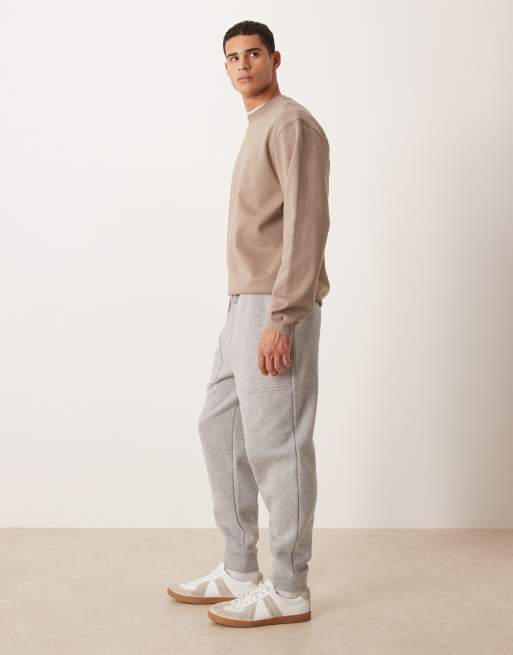 ASOS DESIGN – Schmal zulaufende Jogginghose in Grau meliert mit Taschen, Kombiteil, 3 von 5