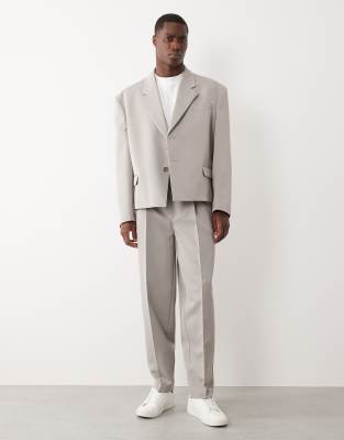 Schmal zulaufende Oversize-Anzughose in Hellgrau Grau 44 Short