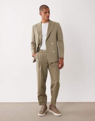 Schmal zulaufende Oversize-Anzughose in Khaki-Grün Grün 54 Regular