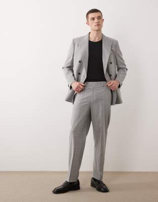 Schmal zulaufende Relaxed-Fit-Anzughose in Grau mit Glencheck-Karomuster Grau 52 Long