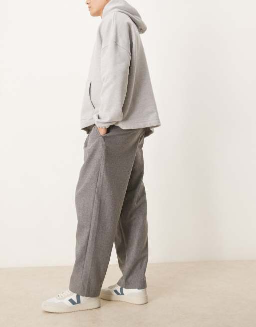 ASOS DESIGN – Schmal zulaufende Relaxed-Fit-Hose in Grau mit Wolloptik, 2 von 5