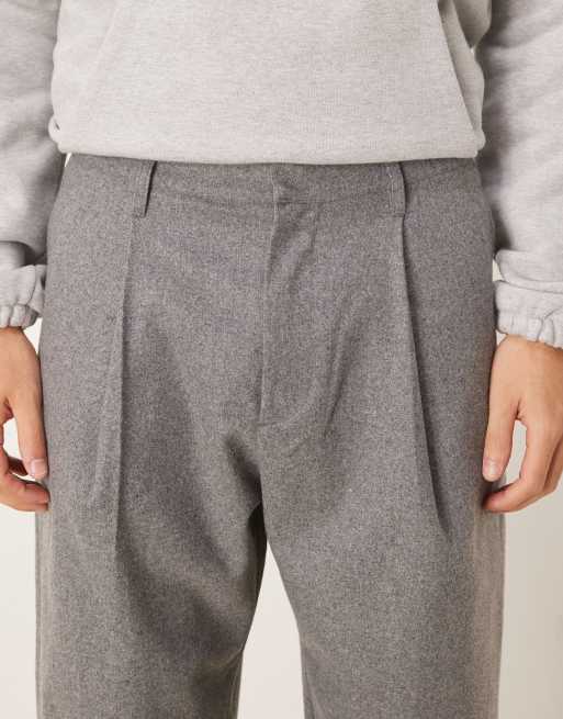 ASOS DESIGN – Schmal zulaufende Relaxed-Fit-Hose in Grau mit Wolloptik, 4 von 5