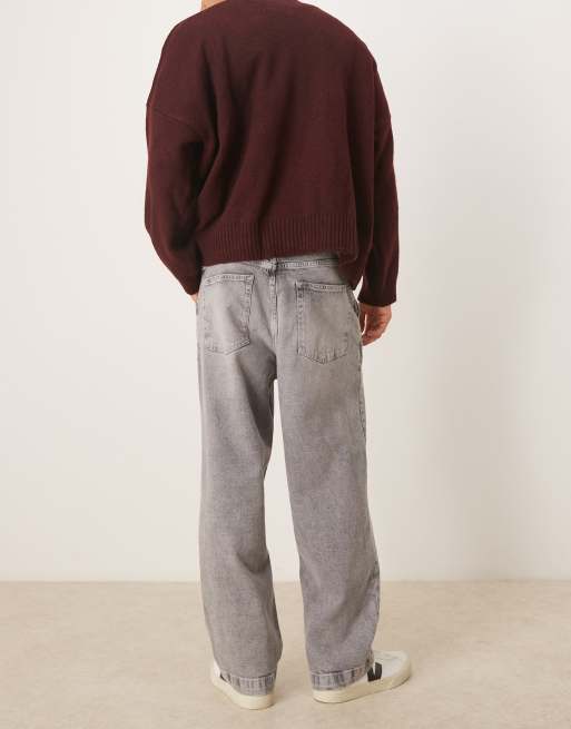 ASOS DESIGN – Schmal zulaufende Relaxed Fit Jeans in Grau mit Bundfalten, 3 von 5