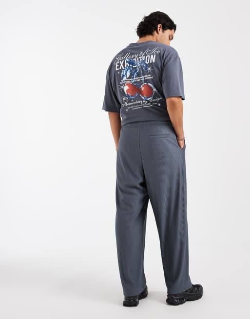 ASOS DESIGN – Schmal zulaufende Relaxed-Fit-Jogginghose in Blau mit Bundfalten, 5 von 5