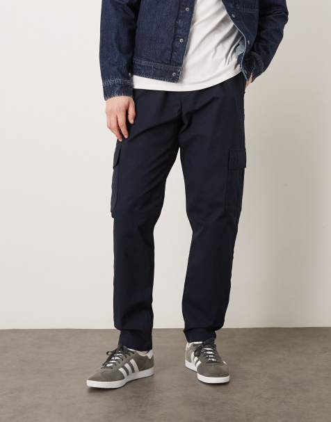ASOS DESIGN – Schmal zulaufende Ripstop-Cargohose in Marineblau - view 1