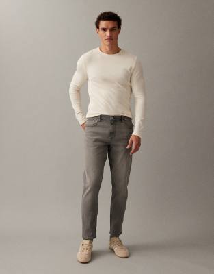 Schmal zulaufende Stretch-Jeans in Grau Grau 58 Short
