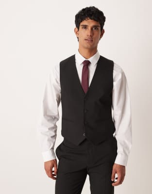 Schmale Anzug-Weste in Schwarz Schwarz 54 Regular