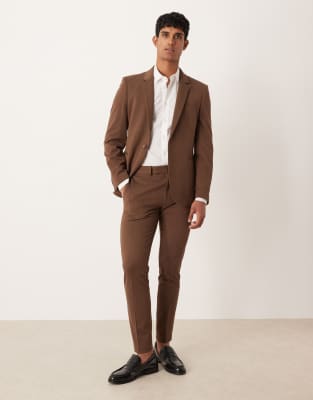 Schmale Anzughose aus Twill in Braun-Brown Brown 50 Regular