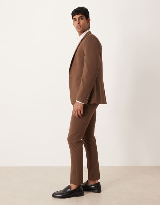 ASOS DESIGN – Schmale Anzughose aus Twill in Braun, 3 von 5