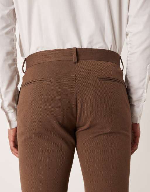 ASOS DESIGN – Schmale Anzughose aus Twill in Braun, 5 von 5