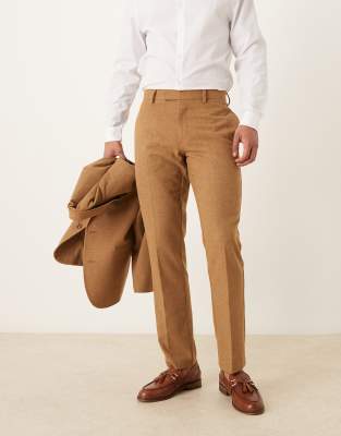 Schmale Anzughose aus Wollmix in Braun-Brown Brown 48 Regular
