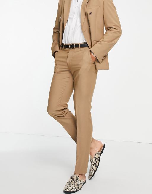 ASOS DESIGN – Schmale Anzughose in Kamelbraun