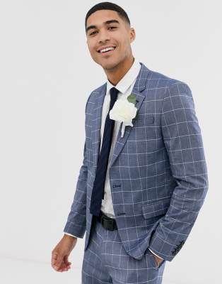 asos blue check suit