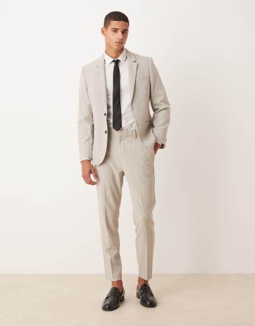 ASOS DESIGN – Schmale Anzugjacke aus Twill in Steinbeige, 2 von 5