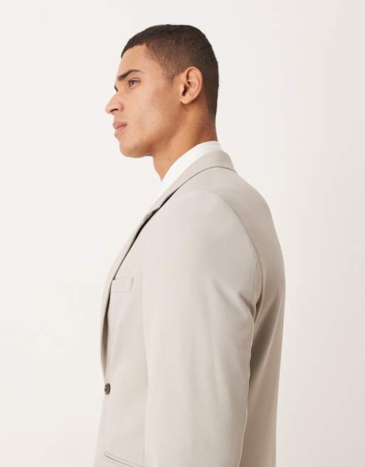 ASOS DESIGN – Schmale Anzugjacke aus Twill in Steinbeige, 4 von 5