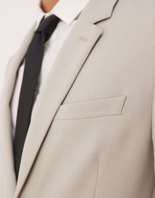 ASOS DESIGN – Schmale Anzugjacke aus Twill in Steinbeige, 5 von 5
