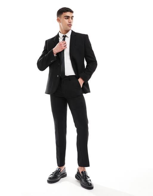 ASOS DESIGN – Schmale Anzugjacke aus Wollmix-Twill in Schwarz, 2 von 5