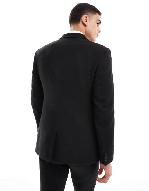 ASOS DESIGN – Schmale Anzugjacke aus Wollmix-Twill in Schwarz, 3 von 5