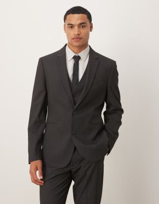 Schmale Anzugjacke in Grau Grau 46 Regular