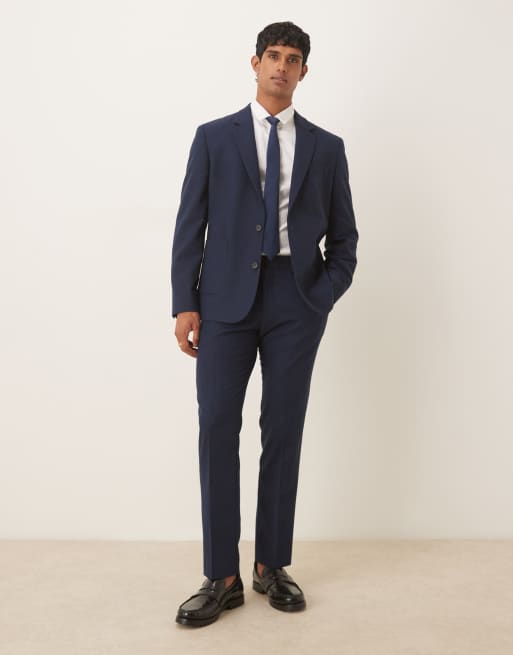 ASOS DESIGN – Schmale Anzugjacke in Marineblau mit Wollanteil, 2 von 5