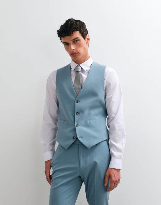ASOS DESIGN schmale Anzugweste in Hellblau, 3 von 5