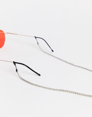 ASOS DESIGN – Schmale Brillenkette in Silberton poliert