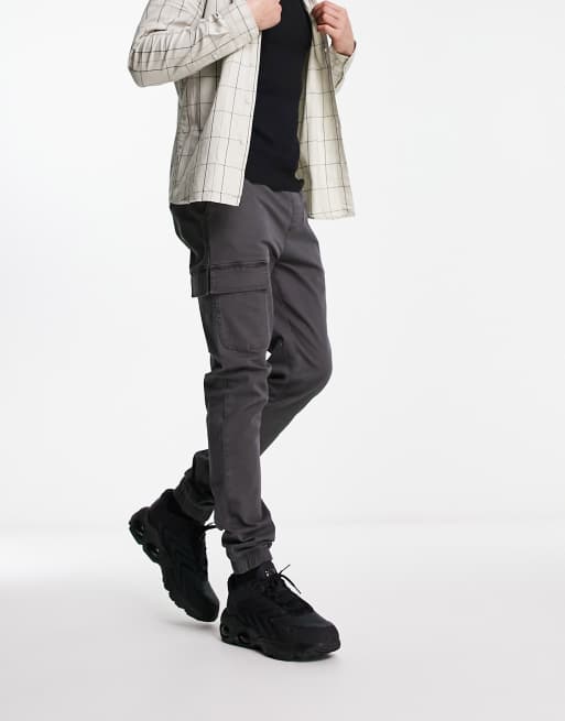 ASOS DESIGN – Schmale Cargohose in Anthrazit