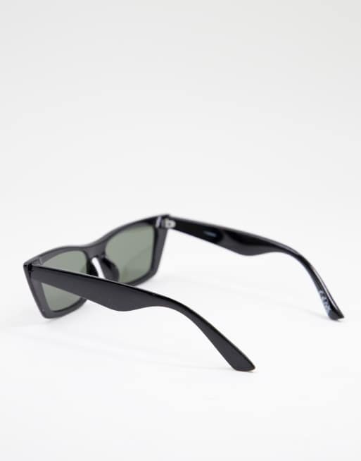 ASOS DESIGN – Schmale Cat-Eye-Sonnenbrille in glänzendem Schwarz, 4 von 4