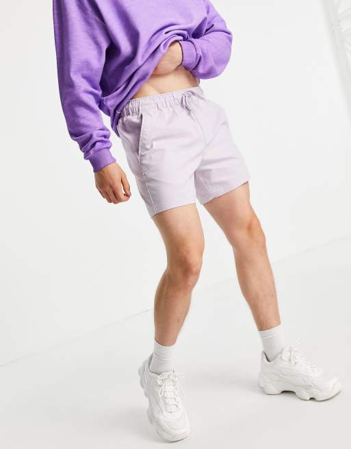 ASOS DESIGN – Schmale Chino-Shorts in Flieder mit elastischer Taille