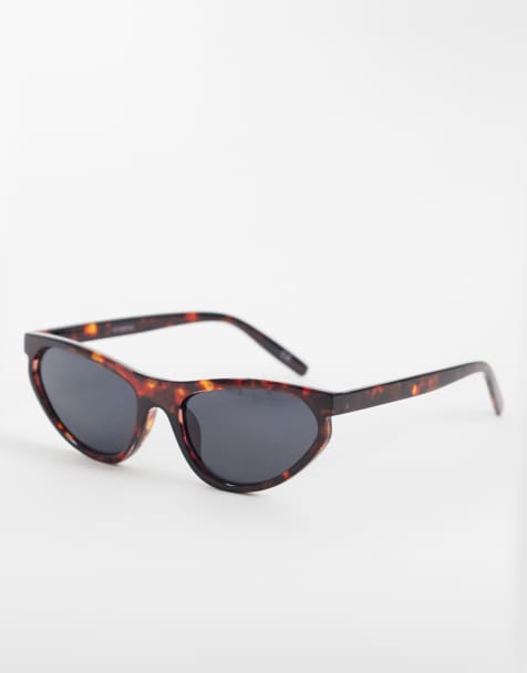 ASOS DESIGN – Schmale, eckige Cat-Eye-Sonnenbrille in Schildpatt-Optik - view 1