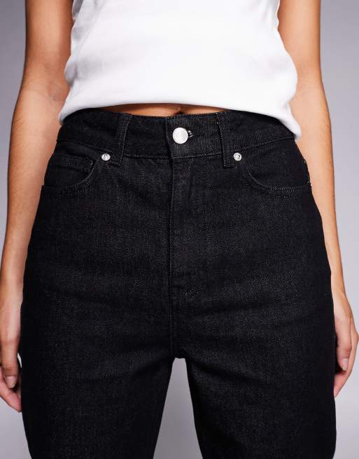 ASOS DESIGN – Schmale, gerade geschnittene Jeans in schlichtem Schwarz mit sehr hohem Bund , 5 von 5