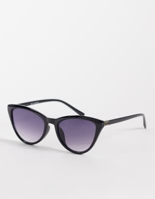 ASOS DESIGN - Schmale, geschwungene Cat-Eye-Sonnenbrille in Schwarz
