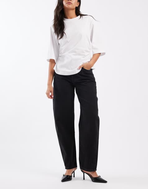 ASOS DESIGN – Schmale Jeans in verwaschenem Schwarz mit abgerundetem Beinschnitt - view 1