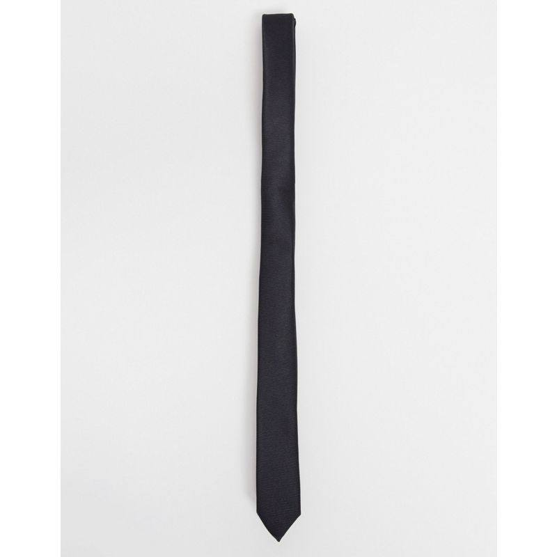 DESIGN – Schmale Krawatte aus Satin in Schwarz