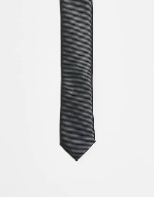 ASOS DESIGN Schmale Krawatte in Anthrazit ASOS