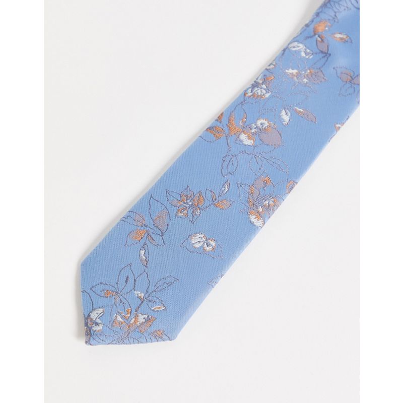 DESIGN – Schmale Krawatte in Babyblau geblümt