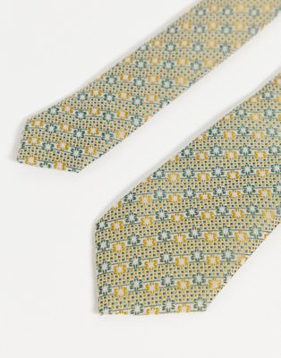 | – mit Retro-Grün geometrischem ASOS Muster Schmale DESIGN ASOS in Krawatte