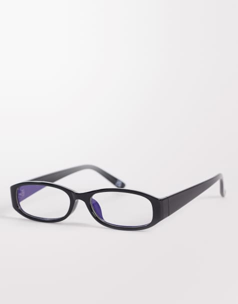 ASOS DESIGN – Schmale, rechteckige Brille mit schwarzem Rahmen und durchsichtigen Gläsern - view 1