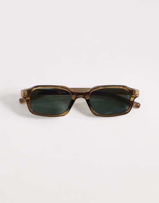 ASOS DESIGN – Schmale, rechteckige Sonnenbrille in Grün mit grünen Gläsern, 3 von 3