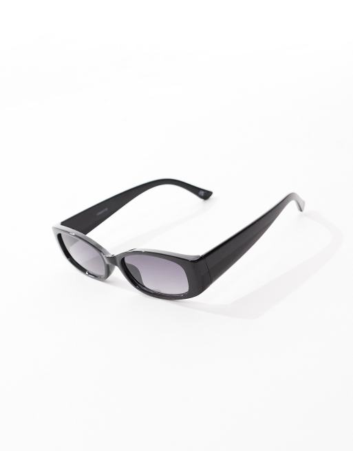 ASOS DESIGN – Schmale, rechteckige Sonnenbrille in Schwarz mit getönten Gläsern, 2 von 4