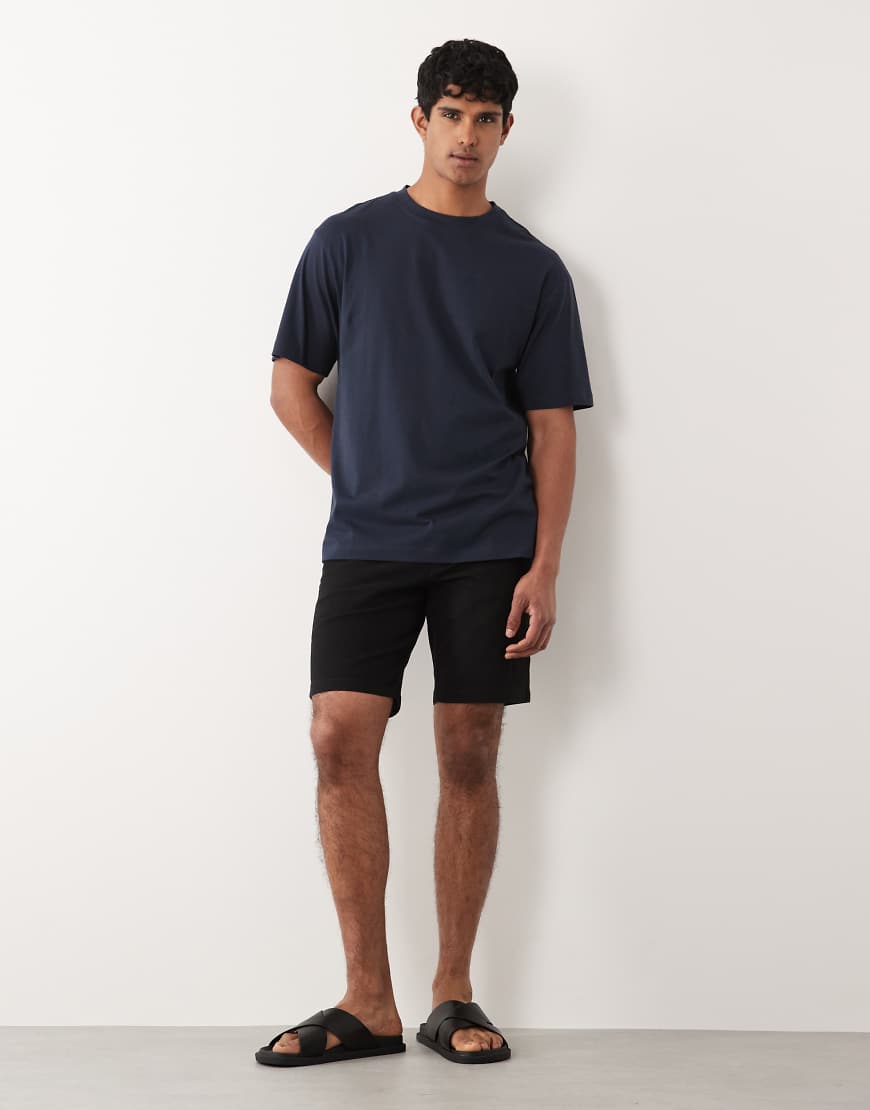 Schmale, schwarze Chinoshorts Schwarz 58