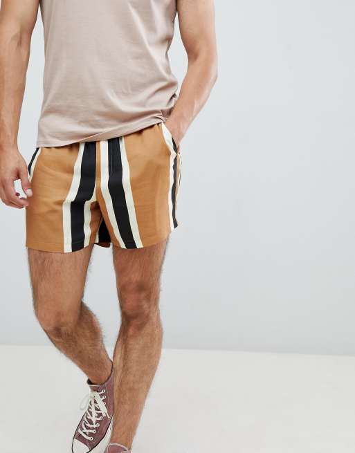 Asos Design Schmale Shorts Mit Blockstreifen Asos