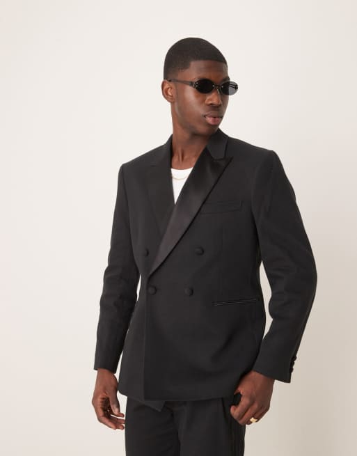 ASOS DESIGN – Schmale Smokingjacke in strukturiertem Schwarz