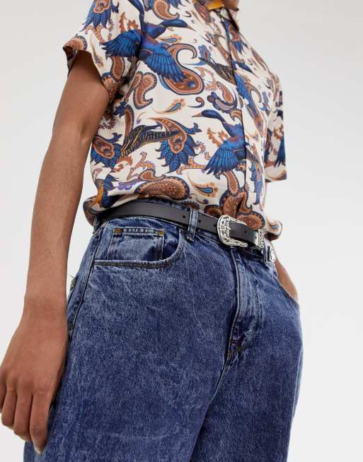 ASOS DESIGN – Schmaler, schwarzer Westerngürtel aus Leder, 3 von 4