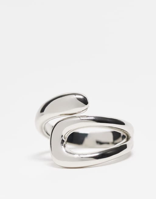 ASOS DESIGN – Schmaler silberfarbener Wickelring mit offenem Ende, 3 von 3