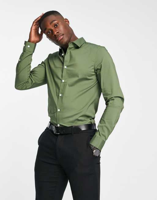 ASOS DESIGN – Schmales, elegantes Hemd in Khaki, 3 von 4